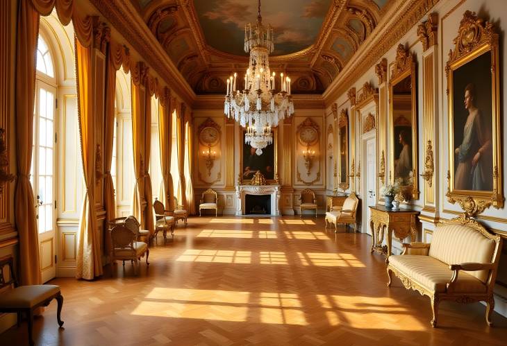 Elegant Heritage Golden and Mahogany Furniture at Versailles